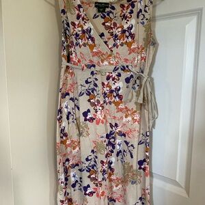 Eddie Bauer Pink and Blue Midi Sundress with V-Neck